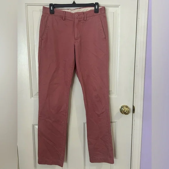 J.Crew Broken-In Chino Pants Men's W29 L32 Salmon Pink 100% Cotton Straight Fit - Picture 1 of 9
